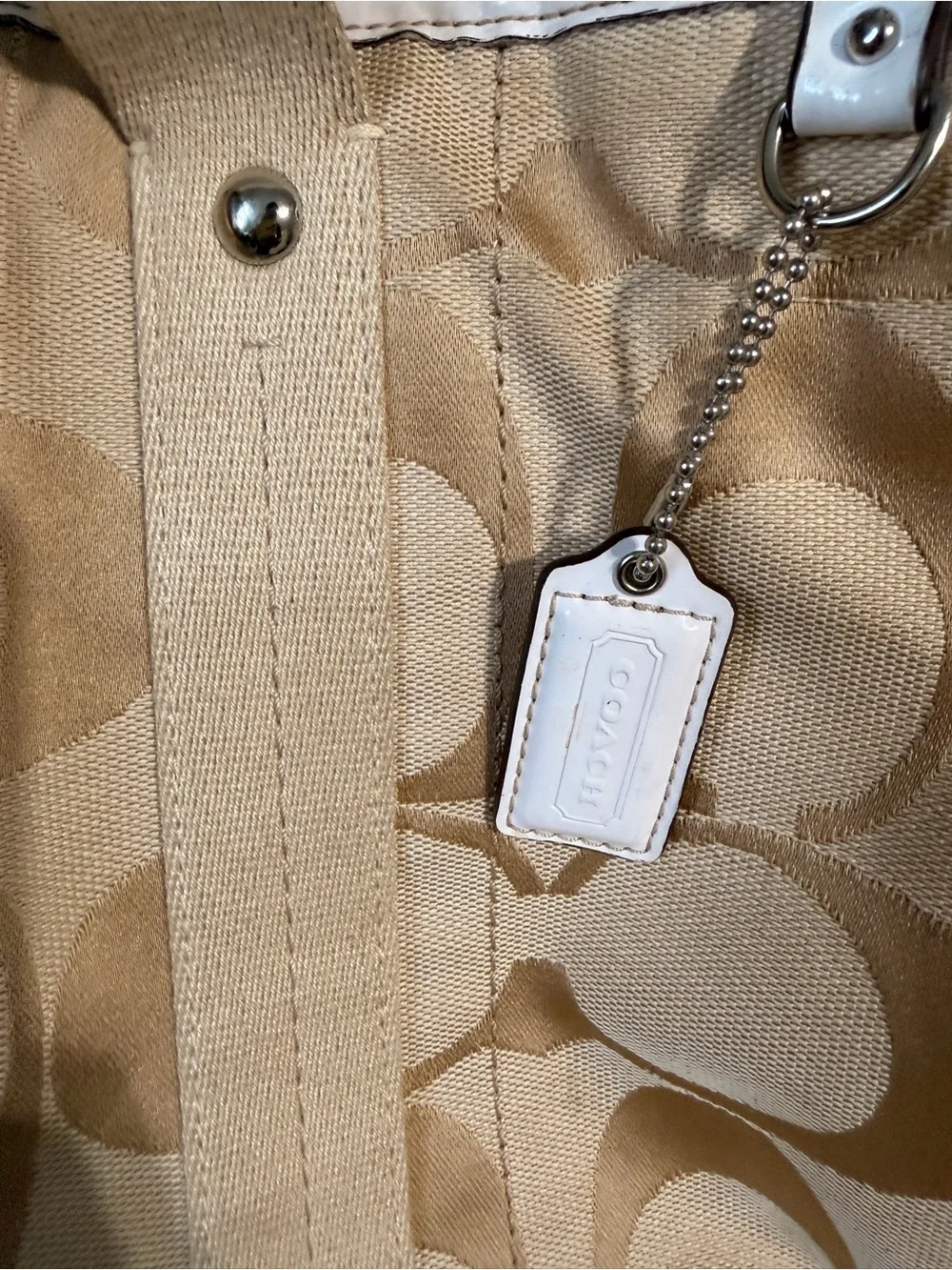 Coach Tan and Cream Signature Canvas Tote